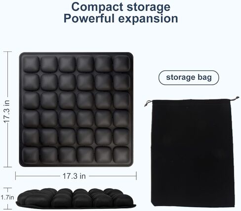 وسادة مقعد طائرة قابلة للنفخ للرحلات الطويلة، وسادة مقعد محمولة للسفر مع دعم مريح وتخفيف الضغط ووسادة هوائية ثلاثية الأبعاد - تناسب السيارة والكراسي المتحركة وكرسي المكتب، وتتضمن حقيبة تخزين (قطعة واحدة) in Kuwait