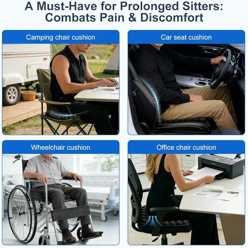 وسادة مقعد طائرة قابلة للنفخ للرحلات الطويلة، وسادة مقعد محمولة للسفر مع دعم مريح وتخفيف الضغط ووسادة هوائية ثلاثية الأبعاد - تناسب السيارة والكراسي المتحركة وكرسي المكتب، وتتضمن حقيبة تخزين (قطعة واحدة) in Kuwait