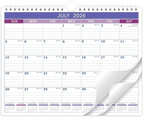 Calendar 2025 - Wall Calendar 2025, 2025 Calendar with Thick Paper, 15" x 11.5", Jan.2025 - Dec.2025, Twin-Wire Binding + Hanging Hook + Ruled Blocks with Julian Date - Classic Black in Kuwait