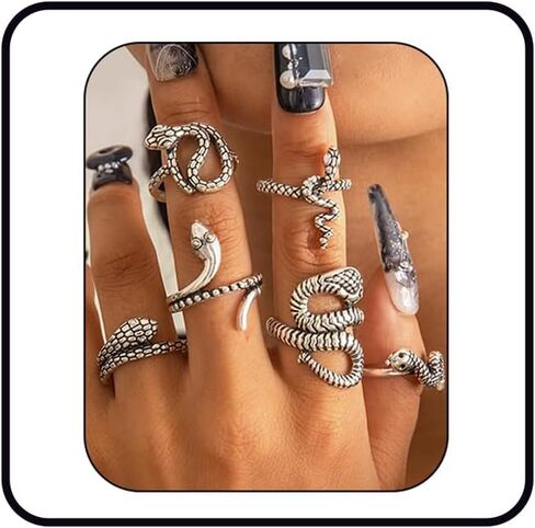 Atiptu Vintage Gothic Knuckle Rings Set for Women Stackable Joint Finger Rings Skeleton Skull Rings Hallowmas Rings Set Snake Rings Bats Spider Chunky Rings Jewelry in Kuwait