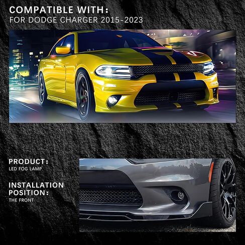 Fog Lights Compatible With 2015-2023 Dodge Charger, Black Front Bumper Left Right Side Fog Light Lamps 12V 55W H11 LED Bulbs Replacement Mopar 68425774AA （One piece per pack, not a pair） in Kuwait