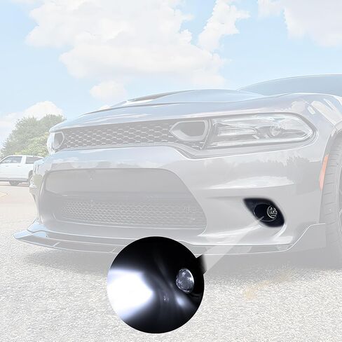 Fog Lights Compatible With 2015-2023 Dodge Charger, Black Front Bumper Left Right Side Fog Light Lamps 12V 55W H11 LED Bulbs Replacement Mopar 68425774AA （One piece per pack, not a pair） in Kuwait