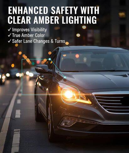قطعتان من لمبة إشارة الانعطاف الأمامية الكهرمانية المطورة حديثًا لسيارة Hyundai Azera 2012-2017، بديل مباشر لـ 18642-21007-S & 1864221007S in Kuwait