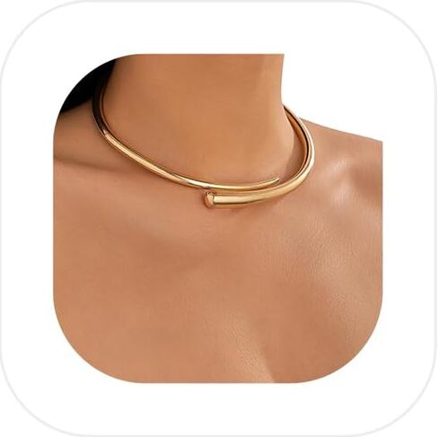 Silver/Gold Collar Necklace for Women Sexy Open Adjustable Choker Necklace Summer Bikin Body Jewelry Metal Clavicle Chain Jewelry for Women in Kuwait