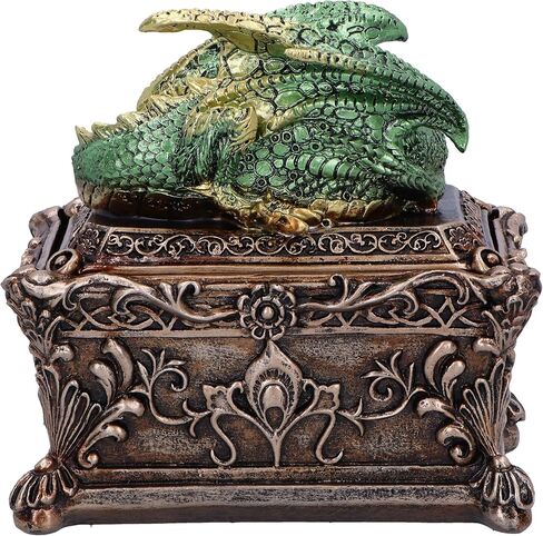Nemesis Now Guardian of the Hoard Dragon on Box 13cm, Resin, Bronze, Cast in the Finest Resin, Expertly Hand-Painted in Saudi Arabia