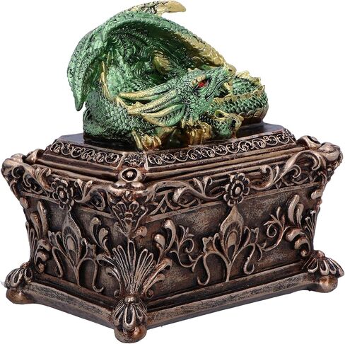 Nemesis Now Guardian of the Hoard Dragon on Box 13cm, Resin, Bronze, Cast in the Finest Resin, Expertly Hand-Painted in Saudi Arabia