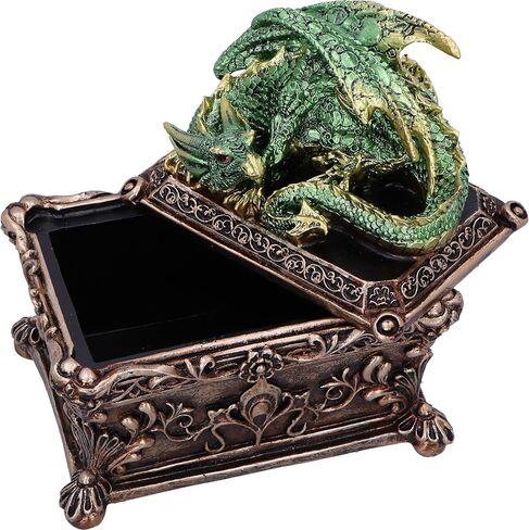 Nemesis Now Guardian of the Hoard Dragon on Box 13cm, Resin, Bronze, Cast in the Finest Resin, Expertly Hand-Painted in Saudi Arabia