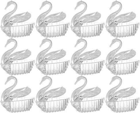 VICASKY 12Pcs Silver Swan Decorative Boxes - Plastic Candy Storage Containers, Elegant Trinket Jewelry Boxes for Home Decor, Party Favors, Wedding & Valentine's Day in Saudi Arabia