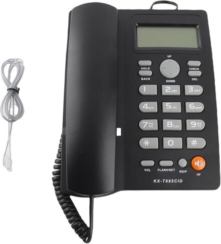 Wired Landline Telephone,with Display/Call Waiting,Hands- Call,Integrated Mute Noise Reduction Function,Suitable for Home Office Hotel Desktop (Black) in Kuwait
