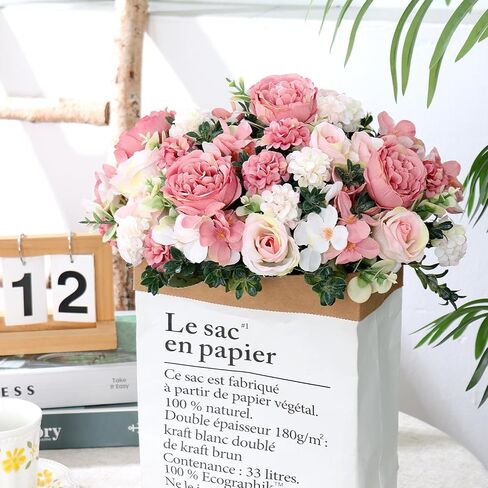 4 Packs Peonies Artificial Flowers Silk Pink Artificial Peonies Bouquet Fake Flower Arrangements Mixed Roses Hydrangea with Stems for Centerpiece Table Wedding Bridal Bouquets Home Decor in Saudi Arabia