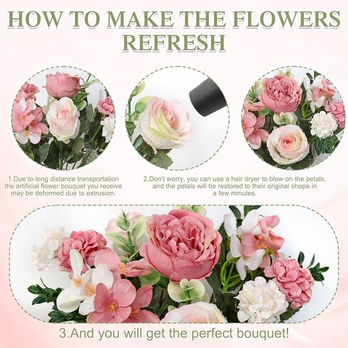 4 Packs Peonies Artificial Flowers Silk Pink Artificial Peonies Bouquet Fake Flower Arrangements Mixed Roses Hydrangea with Stems for Centerpiece Table Wedding Bridal Bouquets Home Decor in Saudi Arabia