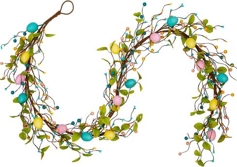 إكليل بيض عيد الفصح بطول 6 أقدام لتزيين عيد الفصح وهدايا إكليل زهور الربيع وديكور المنزل وحفلات طاولة النافذة الجدارية in Kuwait