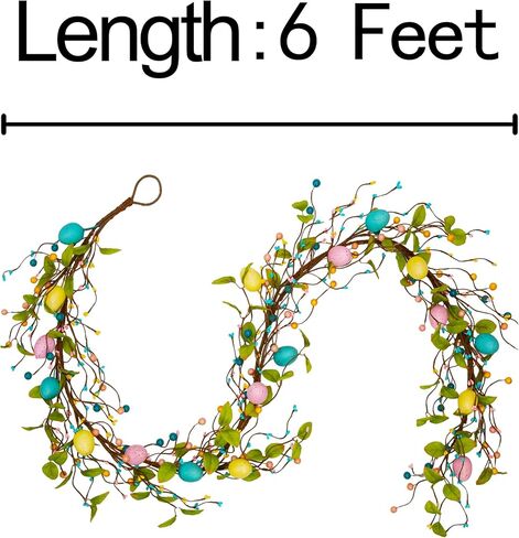 إكليل بيض عيد الفصح بطول 6 أقدام لتزيين عيد الفصح وهدايا إكليل زهور الربيع وديكور المنزل وحفلات طاولة النافذة الجدارية in Kuwait