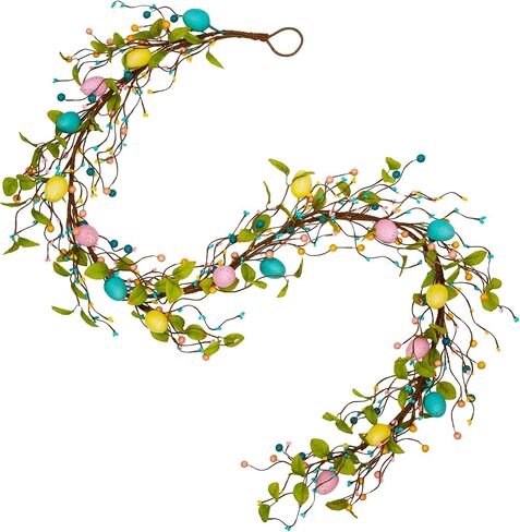 إكليل بيض عيد الفصح بطول 6 أقدام لتزيين عيد الفصح وهدايا إكليل زهور الربيع وديكور المنزل وحفلات طاولة النافذة الجدارية in Kuwait