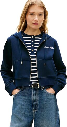 Tommy Hilfiger Women's Cropped Full Zip Up Hoodie Sweatshirt in Saudi Arabia