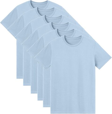 حزمة من 6 تي شيرتات رجالية ذات رقبة دائرية وأكمام قصيرة من القطن الخفيف - قمصان داخلية مناسبة للاستخدام اليومي من Classis in Kuwait