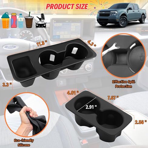 4PCS Front Rear Door Handle Storage for 2025 2024 2023 2022 Ford Maverick Hybrid XLT Car Door Side Organizer Trays Pocket Inserts Interior Accessories - Black TPE with Rubber Liner in Kuwait