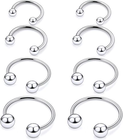 20G 18G 16G 14G 12G ASTM F136 Titanium Horseshoe Septum Nose Ring Piercing Jewelry Circular Barbell Helix Snug Tragus Rook Daith Cartilage Earring Lip Ring Hoop Piercing Jewelry for Women Men in Kuwait