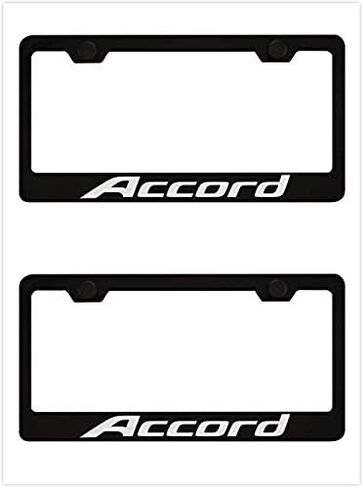 حامل غطاء إطار لوحة ترخيص السيارة باللون الأسود من Vestian Accord مع مسامير وأغطية من الفولاذ المقاوم للصدأ (2) in Kuwait