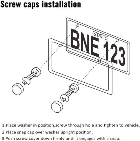 حامل غطاء إطار لوحة ترخيص السيارة باللون الأسود من Vestian Accord مع مسامير وأغطية من الفولاذ المقاوم للصدأ (2) in Kuwait