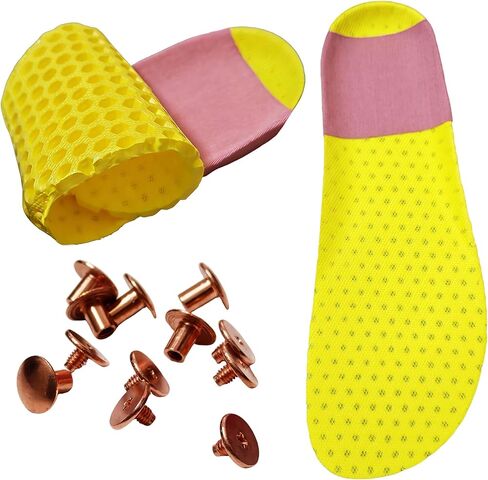 Grounding Insoles with Conductive Metallic Fabric - Compatible with Most Copper Nail Grounding Shoes, Includes 6 Sets of Pure Copper Screws for Rivet Replacement & Non-Conductive Shoe Upgrades-38-40 in Kuwait