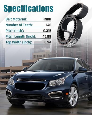 Engine Timing Belt Fit for Chevy Cruze 2011-2015 for Cruze Limited 2016 for Sonic 2012-2018 for Aveo/Aveo5 2009-2011 Fit for Saturn Astra 2008-2009 Fit for Pontiac G3 2009-2010 Replace T338 24422964 in Saudi Arabia