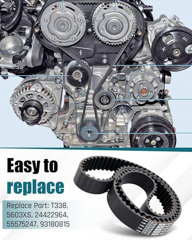 Engine Timing Belt Fit for Chevy Cruze 2011-2015 for Cruze Limited 2016 for Sonic 2012-2018 for Aveo/Aveo5 2009-2011 Fit for Saturn Astra 2008-2009 Fit for Pontiac G3 2009-2010 Replace T338 24422964 in Saudi Arabia