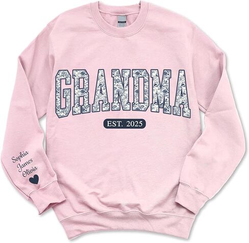 Personalized Grandma Gigi Nana Mimi Mama Sweatshirt – Pattern Toile Floral Letters, Custom Name & EST Gift for Christmas in Saudi Arabia