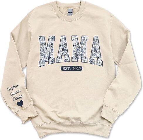 Personalized Grandma Gigi Nana Mimi Mama Sweatshirt – Pattern Toile Floral Letters, Custom Name & EST Gift for Christmas in Saudi Arabia