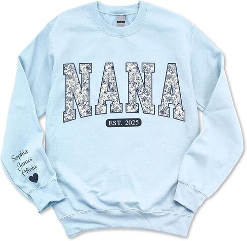 Personalized Grandma Gigi Nana Mimi Mama Sweatshirt – Pattern Toile Floral Letters, Custom Name & EST Gift for Christmas in Saudi Arabia