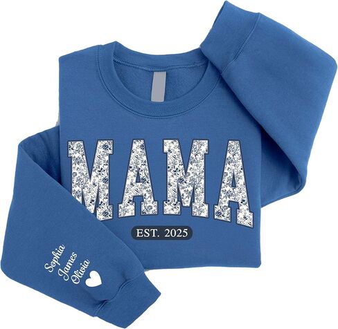 Personalized Grandma Gigi Nana Mimi Mama Sweatshirt – Pattern Toile Floral Letters, Custom Name & EST Gift for Christmas in Saudi Arabia