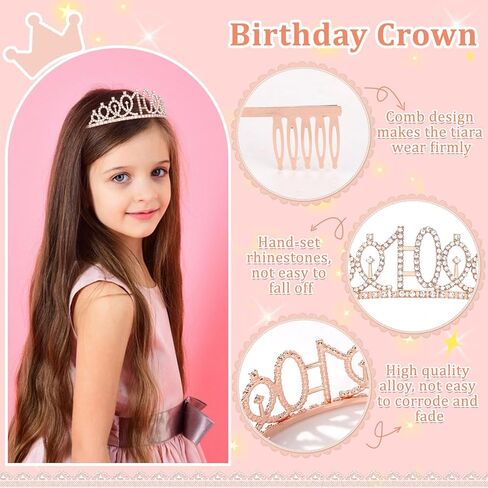 Semato 10th Birthday Decorations for Girl Sash and Crown Kit Rose Gold 10 Year Old Girl Birthday Gifts for Her Party Supplies in Saudi Arabia