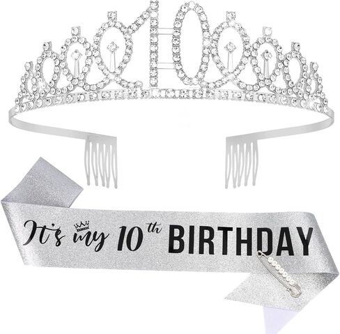 Semato 10th Birthday Decorations for Girl Sash and Crown Kit Rose Gold 10 Year Old Girl Birthday Gifts for Her Party Supplies in Kuwait