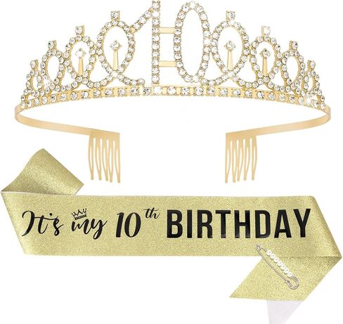 Semato 10th Birthday Decorations for Girl Sash and Crown Kit Rose Gold 10 Year Old Girl Birthday Gifts for Her Party Supplies in Saudi Arabia