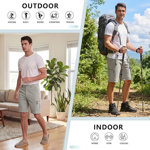 Heyfanee Mens Hiking Cargo Shorts Ripstop Quick Dry Lightweight Shorts 9 Inch Inseam in Saudi Arabia