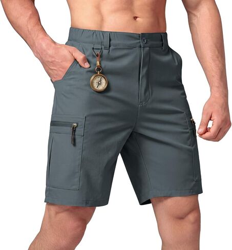 Heyfanee Mens Hiking Cargo Shorts Ripstop Quick Dry Lightweight Shorts 9 Inch Inseam in Saudi Arabia