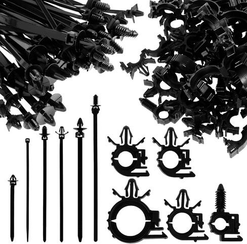 290Pcs Car Wire Harness Routing Clip Assortment Kit, Wire Routing Clips Enduring Nylon Retainer Car Clips Replacement Parts for Most Cars Auto 5 Different Sizes (Black) in Saudi Arabia
