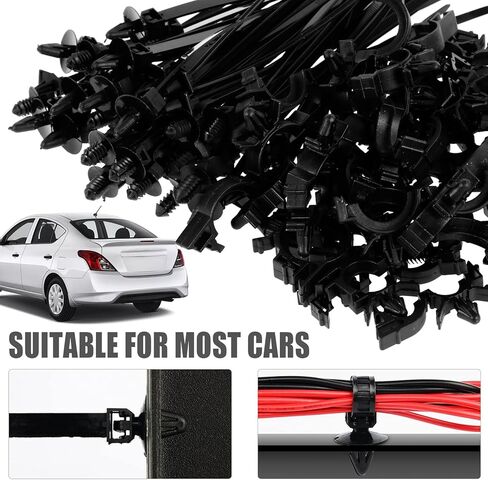 290Pcs Car Wire Harness Routing Clip Assortment Kit, Wire Routing Clips Enduring Nylon Retainer Car Clips Replacement Parts for Most Cars Auto 5 Different Sizes (Black) in Saudi Arabia