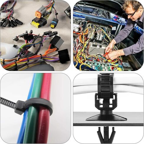 290Pcs Car Wire Harness Routing Clip Assortment Kit, Wire Routing Clips Enduring Nylon Retainer Car Clips Replacement Parts for Most Cars Auto 5 Different Sizes (Black) in Saudi Arabia