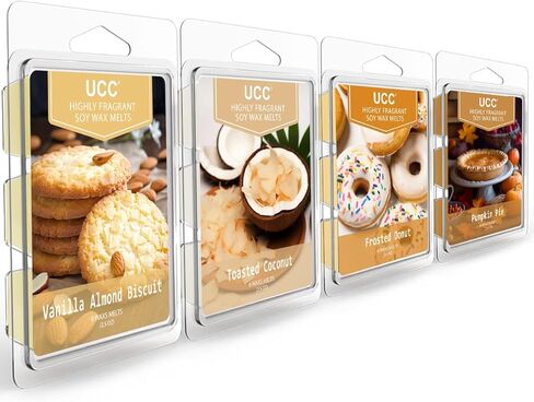 يذوب الشمع الطبيعي القائم على النبات من UCC، عطر قوي، مكعبات ذوبان الصويا الفاخرة المعطرة طويلة الأمد، تارت ذوبان الشمع، ذوبان الشمع الملون - 4 عبوات in Kuwait