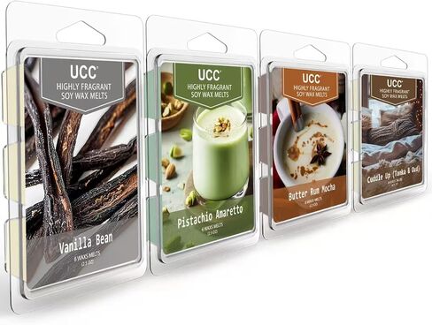 UCC Plant Based Natural Wax Melts, Strong Fragrance, Long Lasting Premium Soy Scented Melts Cubes, Wax Melts Tarts, Colored Wax Melt - 4 Pack in Saudi Arabia