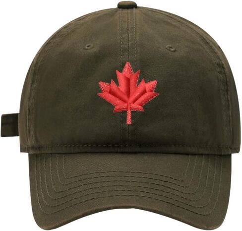 Mens Baseball Caps Embroidered Maple Leaf Adjustable Dad Hat Washed Cotton in Kuwait
