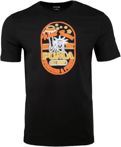 PUMA Mens NYC World Famous Crew Neck Short Sleeve Casual Tops Casual - Black in Saudi Arabia