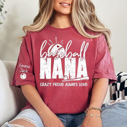 Personalized Baseball Nana Shirt, Custom Name Baseball Tee for Grandma, Funny Game Day Graphic Shirt, Proud Nana Gift, Custom Baseball Mom Shirt in Kuwait