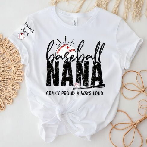 Personalized Baseball Nana Shirt, Custom Name Baseball Tee for Grandma, Funny Game Day Graphic Shirt, Proud Nana Gift, Custom Baseball Mom Shirt in Kuwait
