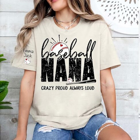 Personalized Baseball Nana Shirt, Custom Name Baseball Tee for Grandma, Funny Game Day Graphic Shirt, Proud Nana Gift, Custom Baseball Mom Shirt in Kuwait