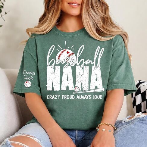 Personalized Baseball Nana Shirt, Custom Name Baseball Tee for Grandma, Funny Game Day Graphic Shirt, Proud Nana Gift, Custom Baseball Mom Shirt in Kuwait