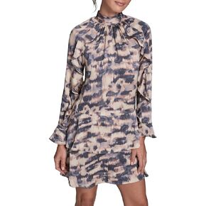 BCBG Women's Long Sleeve Tiered Printed Aline High Neck Dress in Kuwait