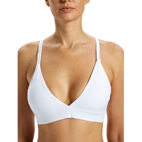 Strappy Criss Cross Back Sports Bra Deep V Neck Yoga Double Thin Straps Light Support Workout Top Removable Pads in Kuwait