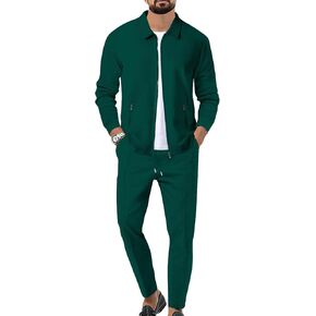 Men's Waffle Tracksuit 2 Piece Set Full Zip Casual Jackets And Pants 2 Piece Outfits Solid Athletic Jogging Suit Sets in Saudi Arabia